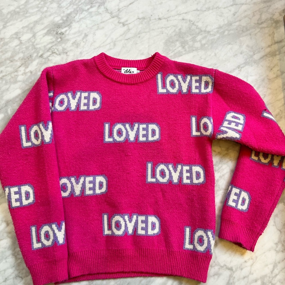 SOLD OUT Lola + The Boys Pink 'Loved' Sweater
